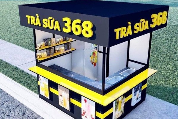 Không gian quán trà sữa take away nhỏ gọn tiện lợi