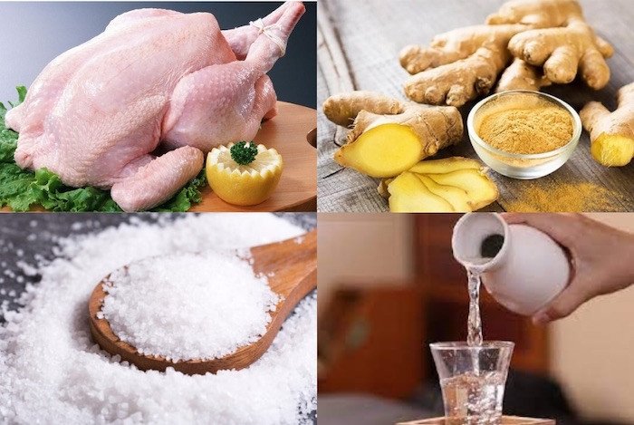Khử mùi tanh của thịt gà với gừng tươi và rượu trắng