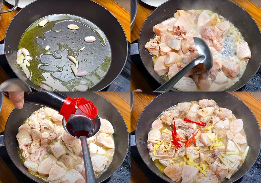 Làm gà rang lá chanh thơm ngon