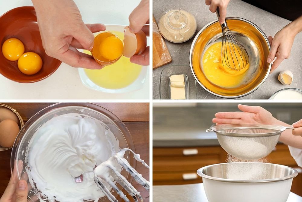 Làm hỗn hợp bột bánh bông lan