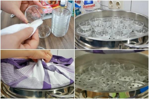 Làm nóng khuôn hấp bánh bò trước khi đổ bột