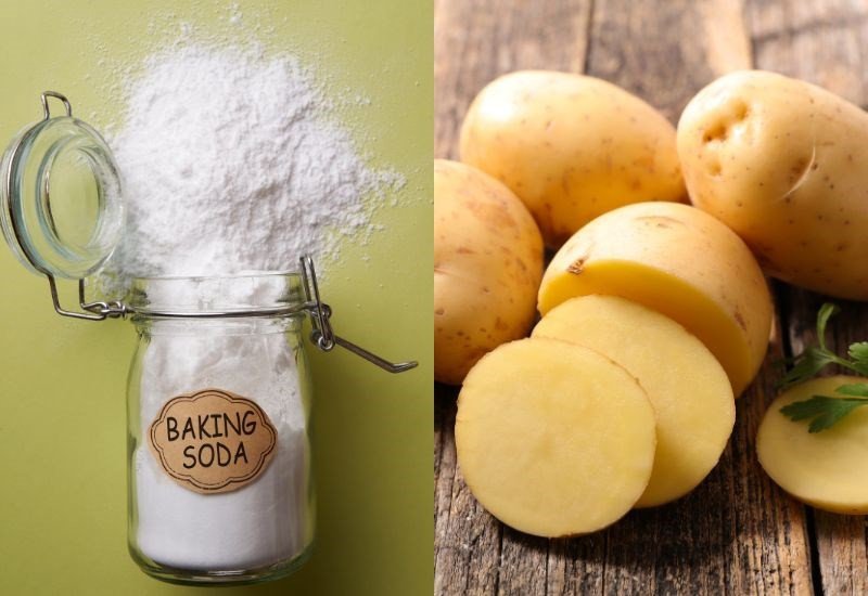 Làm sạch rỉ sét nồi chiên không dầu bằng baking soda và khoai tây tự nhiên