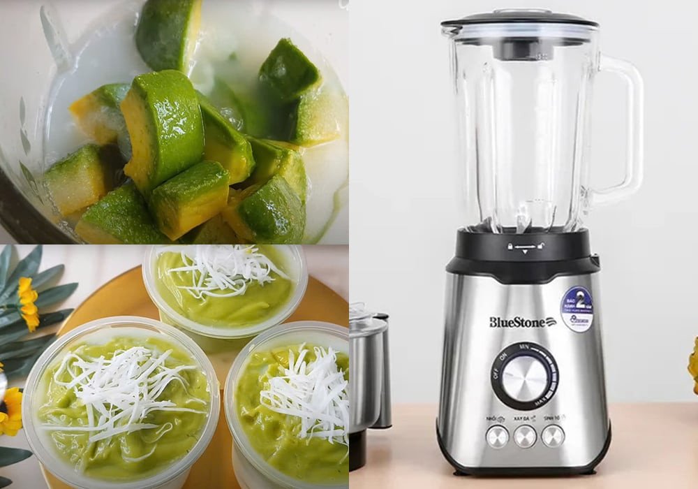 Làm sinh tố bơ sữa dừa bằng máy xay sinh tố