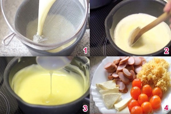 Làm sốt và sơ chế nhân bánh bông lan trứng muối