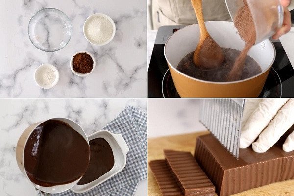 Làm thạch cacao cho món milo dằm