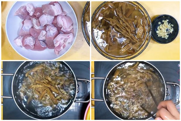 Luộc măng khô để măng không bị đắng