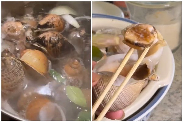 Luộc ốc tỏi cùng hành tây, lá chanh và sả cây giúp tăng thêm hương thơm