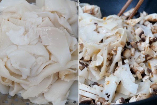 Măng chua và nấm mỡ xào thơm dậy mùi cho bún sườn