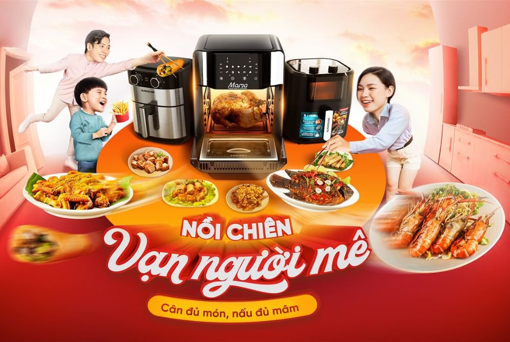 Mẫu mã nồi chiên không dầu đa dạng trên thị trường