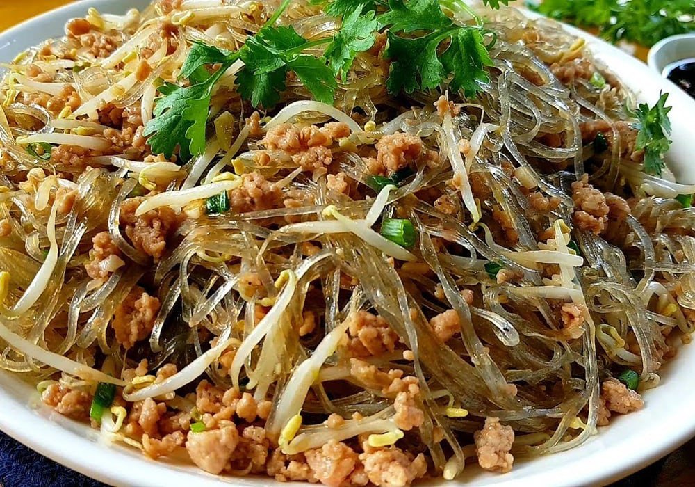Miến xào thịt băm thập cẩm, món ăn nhẹ ngon miệng