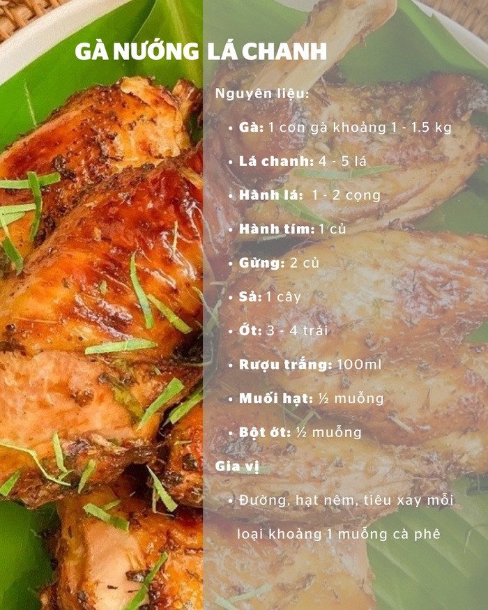 Một số nguyên liệu cần thiết khi chế biến món gà nướng lá chanh bằng nồi chiên không dầu