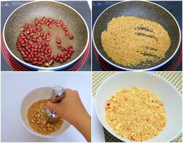 Muối vừng lạc thơm bùi rắc lên đĩa xôi đỗ đen truyền thống