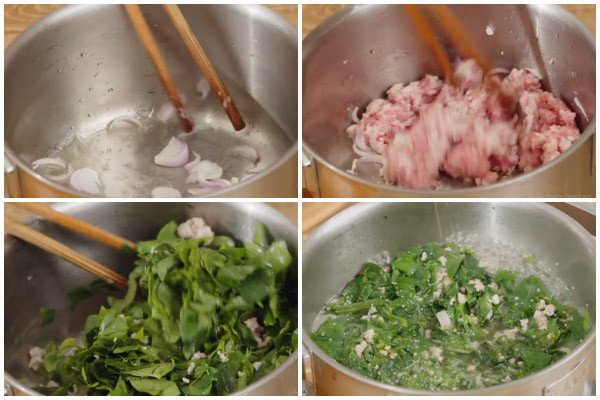 Nấu canh rau ngót thịt băm đơn giản, nhanh chóng