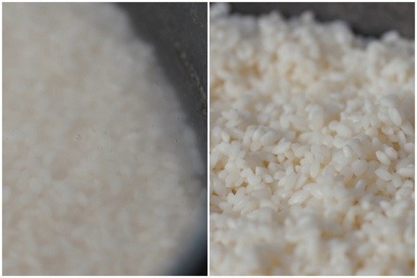 Ngâm nếp làm xôi gấc mềm dẻo