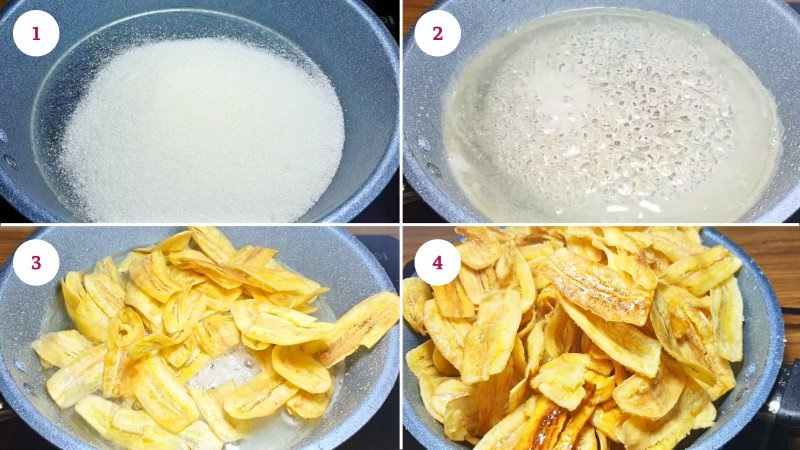 Ngào đường cho chuối sấy giòn bằng nồi chiên không dầu