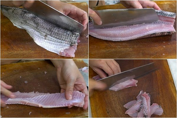 Bí Quyết Nấu Bánh Canh Cá Lóc Chuẩn Vị Thơm Ngon Người nội trợ sơ chế cá lóc để chuẩn bị cho món bánh canh