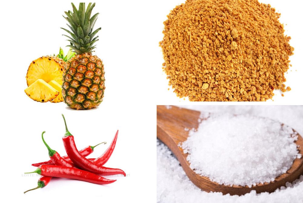 Nguyên liệu chế biến dứa sấy muối ớt bằng nồi chiên không dầu