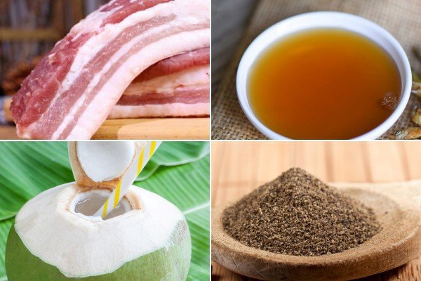 Nguyên liệu chế biến thịt ba chỉ kho tiêu