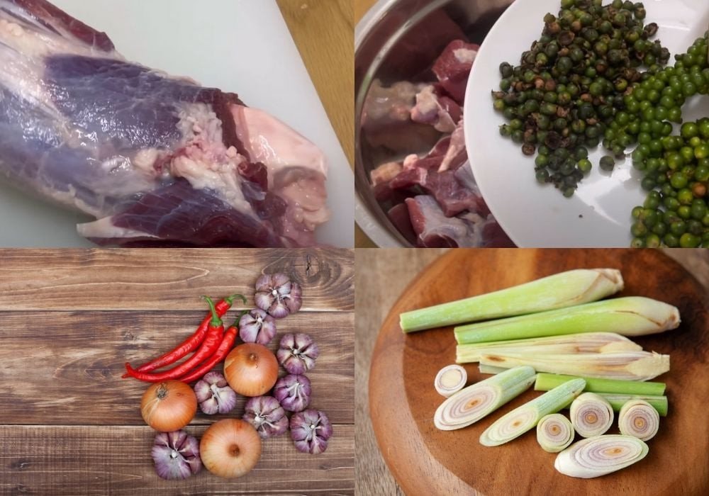 Nguyên liệu chính cho món bắp bò nấu tiêu xanh
