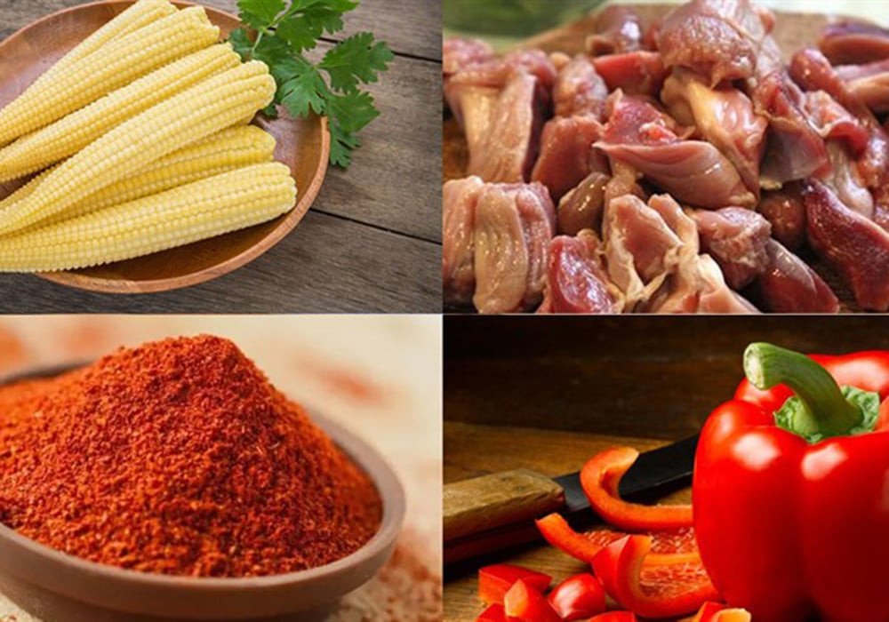 Nguyên liệu cho món lòng mề gà xào ớt Tứ Xuyên đặc biệt