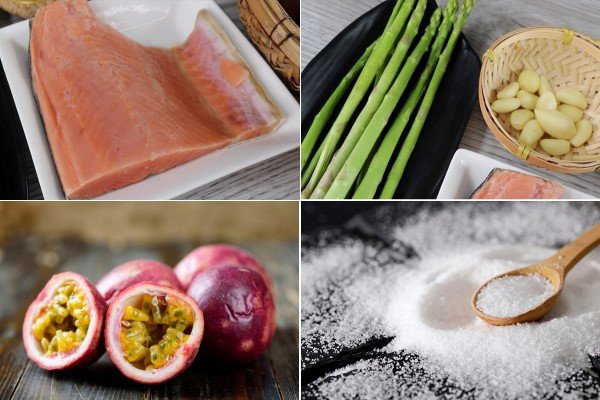 Nguyên liệu chuẩn bị cho món cá hồi sốt chanh dây tươi ngon