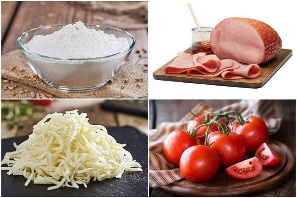 Nguyên liệu chuẩn bị làm bánh pizza tại nhà