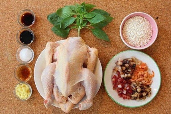 Nguyên liệu chuẩn bị làm món gà bó xôi chiên phồng