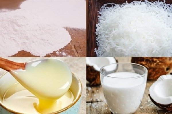 Nguyên liệu chuẩn bị làm nhân bánh Trung Thu nhân dừa