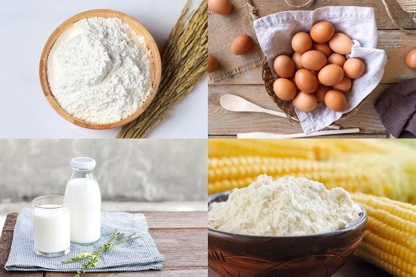 Cách Làm Bánh Gato Bằng Lò Vi Sóng Mềm Xốp Ngay Tại Nhà Nguyên liệu cơ bản chuẩn bị cho bánh gato nướng lò vi sóng