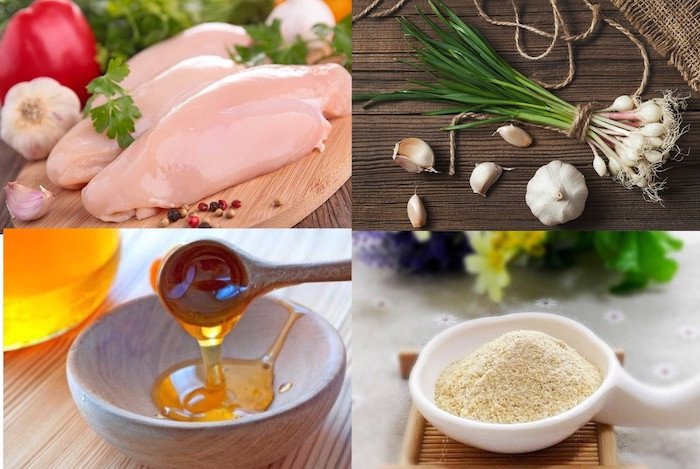 Nguyên liệu đầy đủ cho món ức gà nướng mật ong bằng nồi chiên không dầu