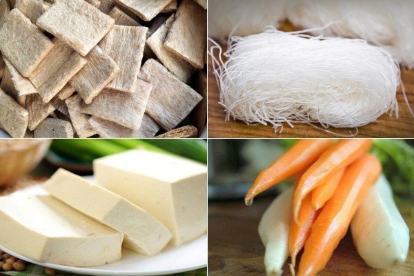 Nguyên liệu đầy đủ để chế biến món cơm tấm sườn bì chả chay