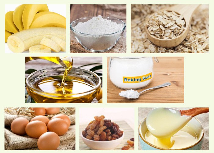 Nguyên liệu đầy đủ để làm món bánh chuối nướng thơm ngon bằng nồi chiên không dầu