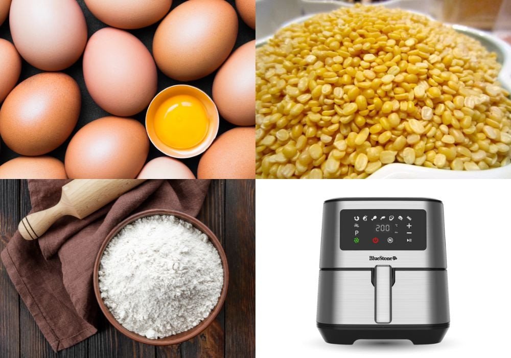 Nguyên liệu đầy đủ và dụng cụ cần thiết để làm bánh trung thu nhân đậu xanh tại nhà