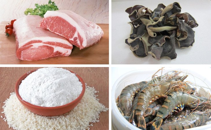 Nguyên liệu làm bánh bột nếp nhân tôm thịt hấp