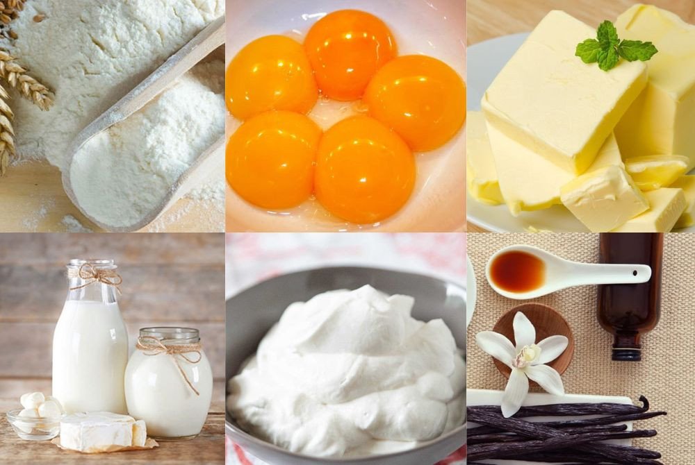 Nguyên liệu làm bánh tart trứng bằng nồi chiên không dầu