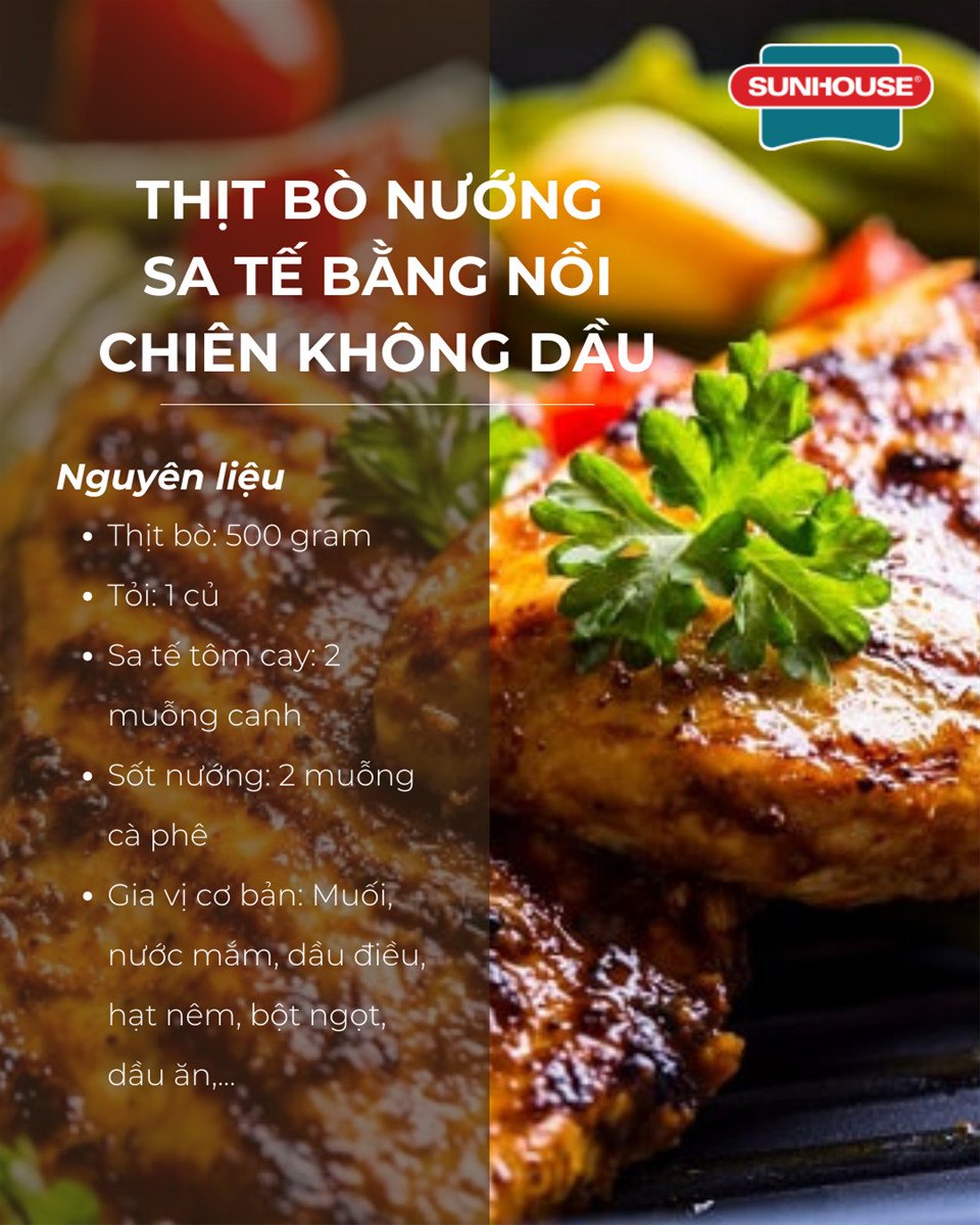 Nguyên liệu làm thịt bò nướng sa tế bằng nồi chiên không dầu