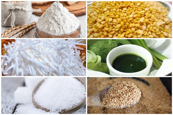 Nguyên liệu tươi ngon chuẩn bị làm bánh ướt ngọt nhân dừa đậu xanh
