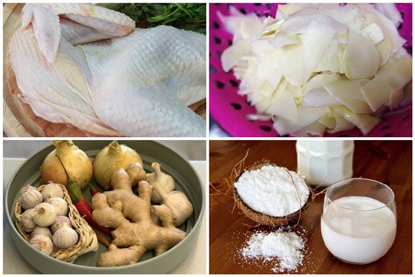 Nguyên liệu tươi ngon chuẩn bị làm món gà giả cầy thơm lừng