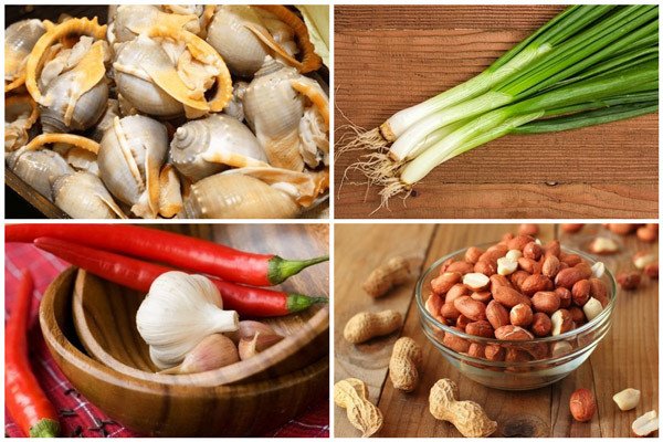 Nguyên liệu tươi ngon để chế biến món ốc tỏi nướng mỡ hành