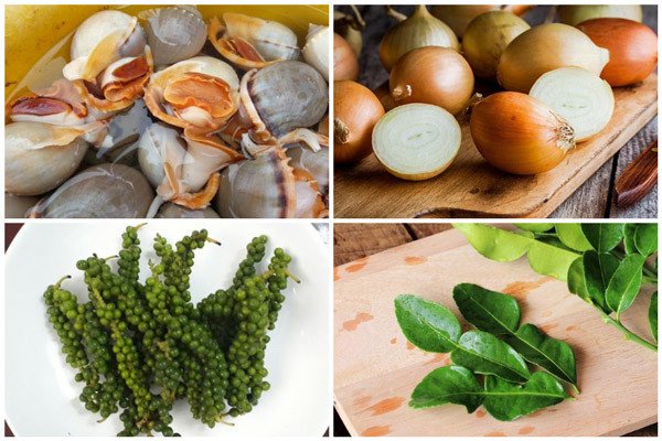 Nguyên liệu tươi ngon để làm món ốc tỏi nướng tiêu xanh