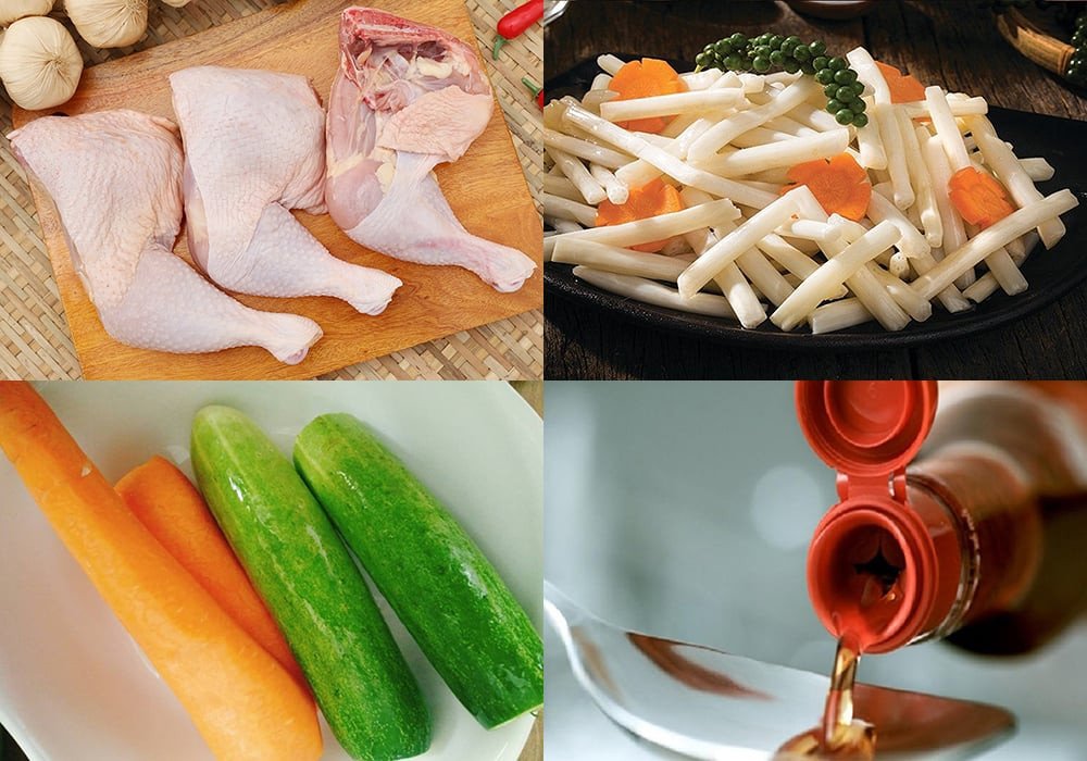 Nguyên liệu tươi ngon làm gỏi gà ngó sen