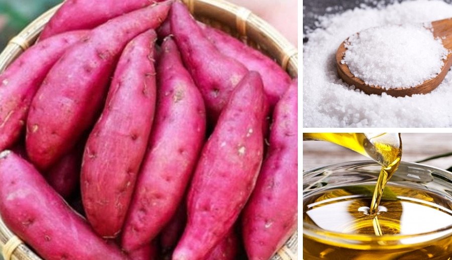 Nguyên liệu tươi ngon làm khoai lang sấy bằng nồi chiên không dầu tại Nấu Chuẩn Ăn Ngon