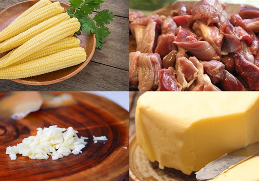Nguyên liệu tươi ngon làm lòng mề gà xào bắp non