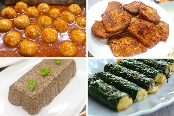 Nhân bánh mì chay phong phú và rau ăn kèm tươi ngon