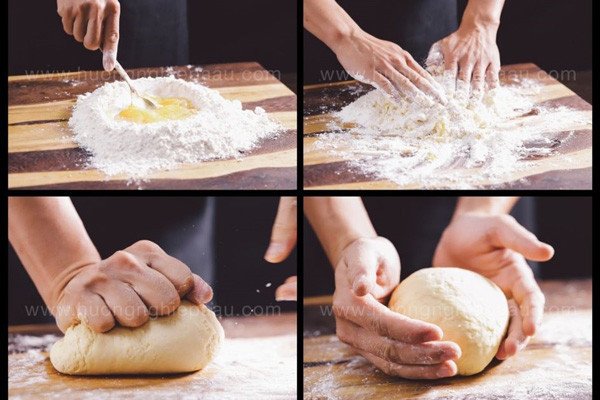 Nhào bột mì làm lá Lasagna tươi mịn