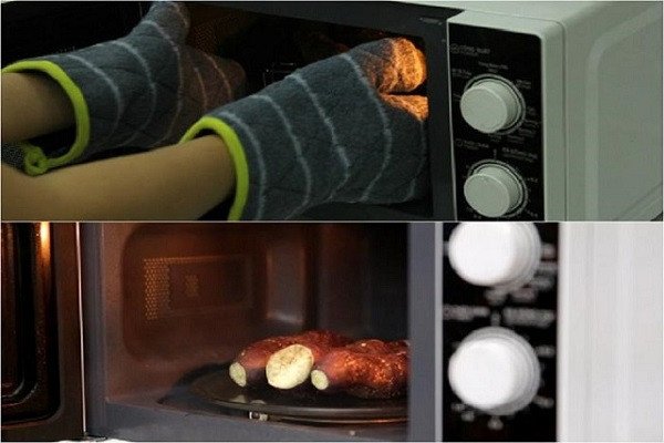 Những củ khoai lang nướng vàng ươm bằng lò vi sóng