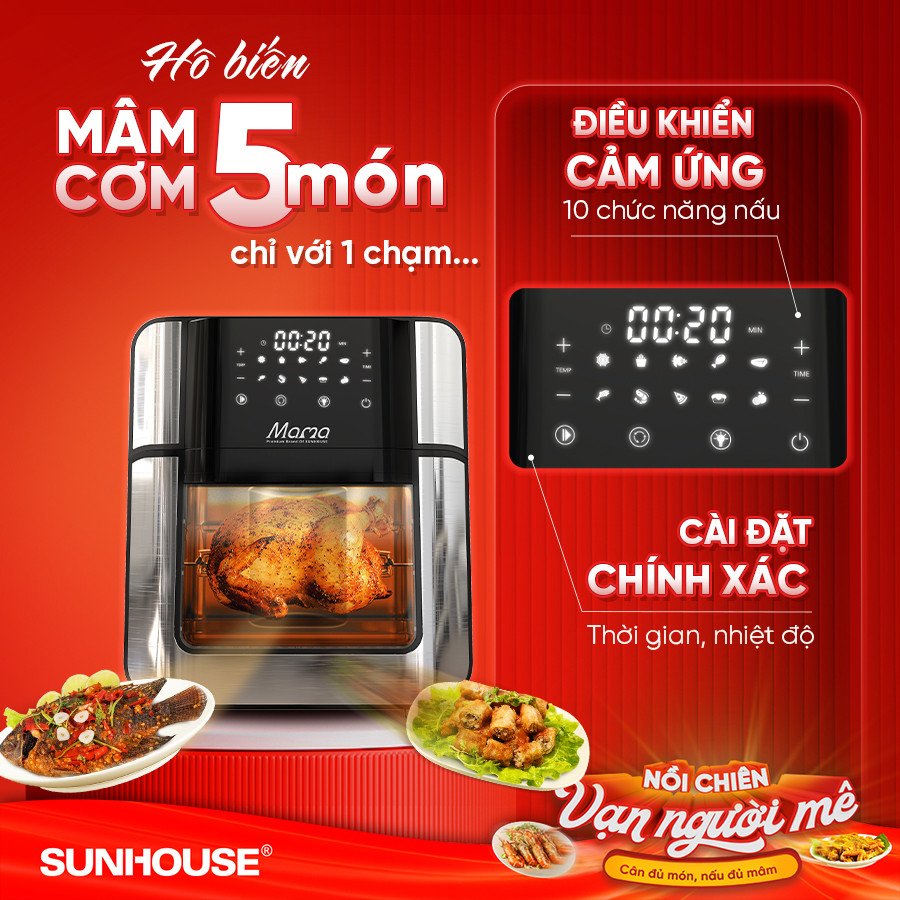 Nồi chiên không dầu đa chức năng cho mọi món ăn ngon