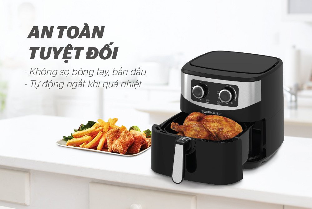 Nồi chiên không dầu điện cơ dễ sử dụng với núm vặn