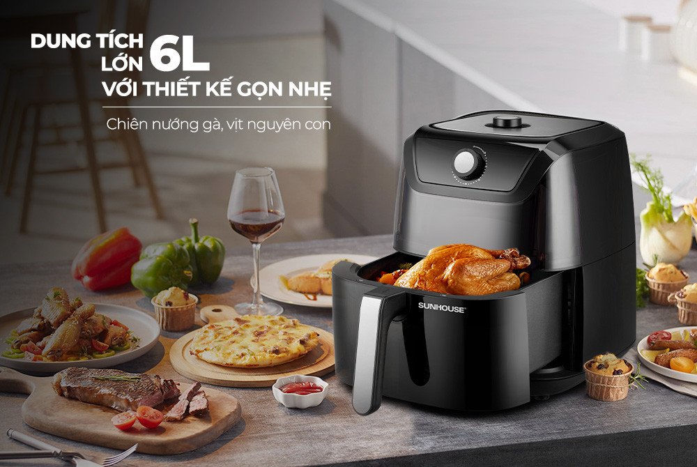 Nồi chiên không dầu dung tích 6.5 lít cho gia đình