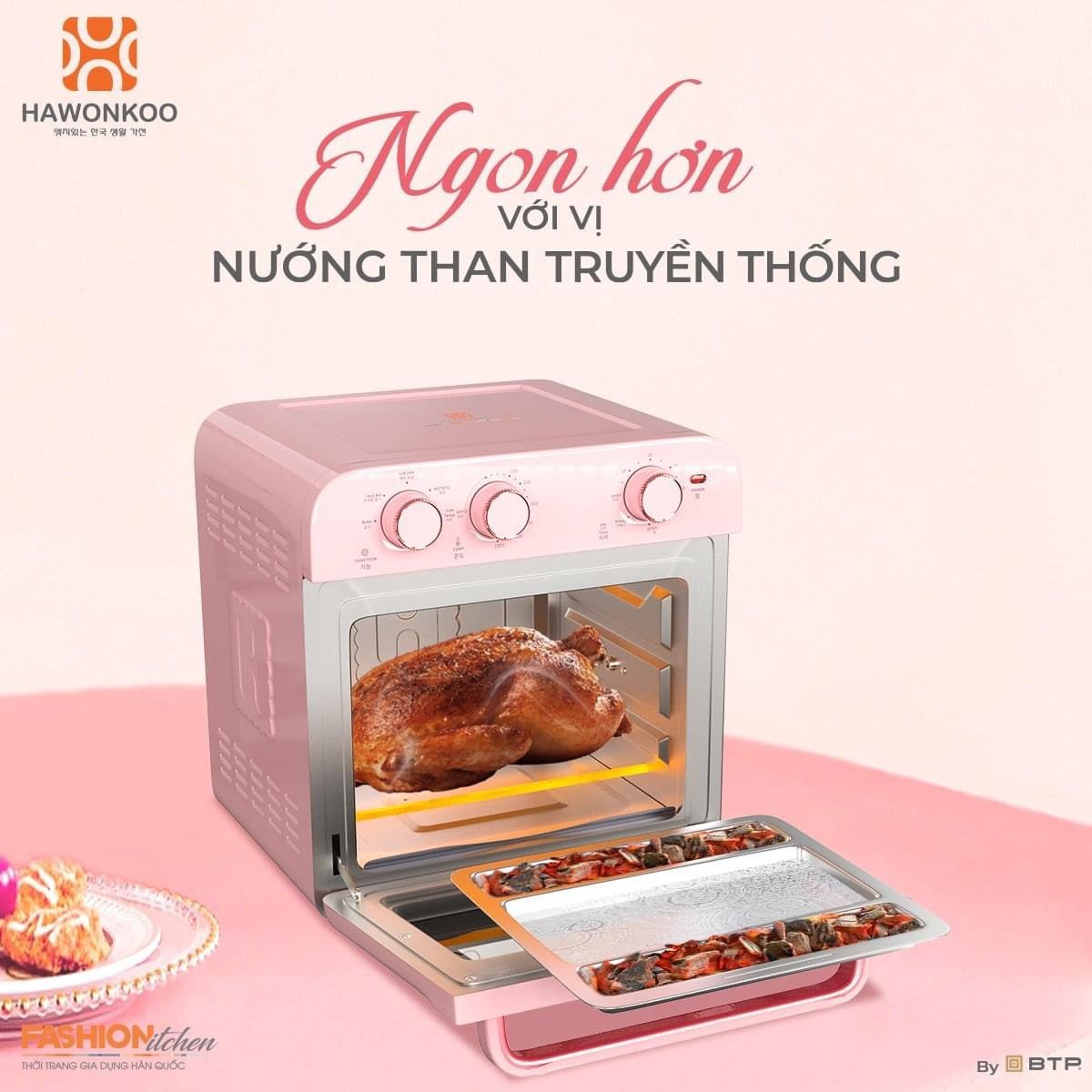Nồi chiên không dầu Hawonkoo AFH-180 màu hồng tinh tế